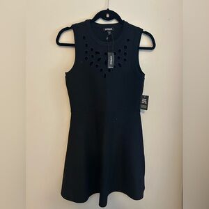 NWT Express sleeveless sweater fit and flare Black Cutout Mini office Dress